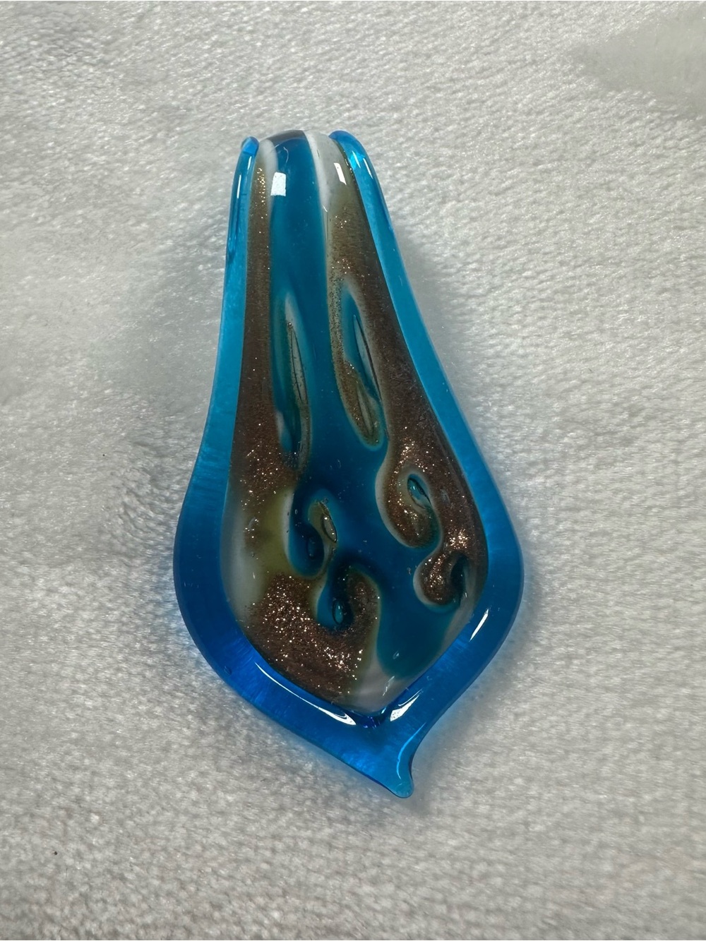 Blue Glass Flame Pendant Necklace Charm